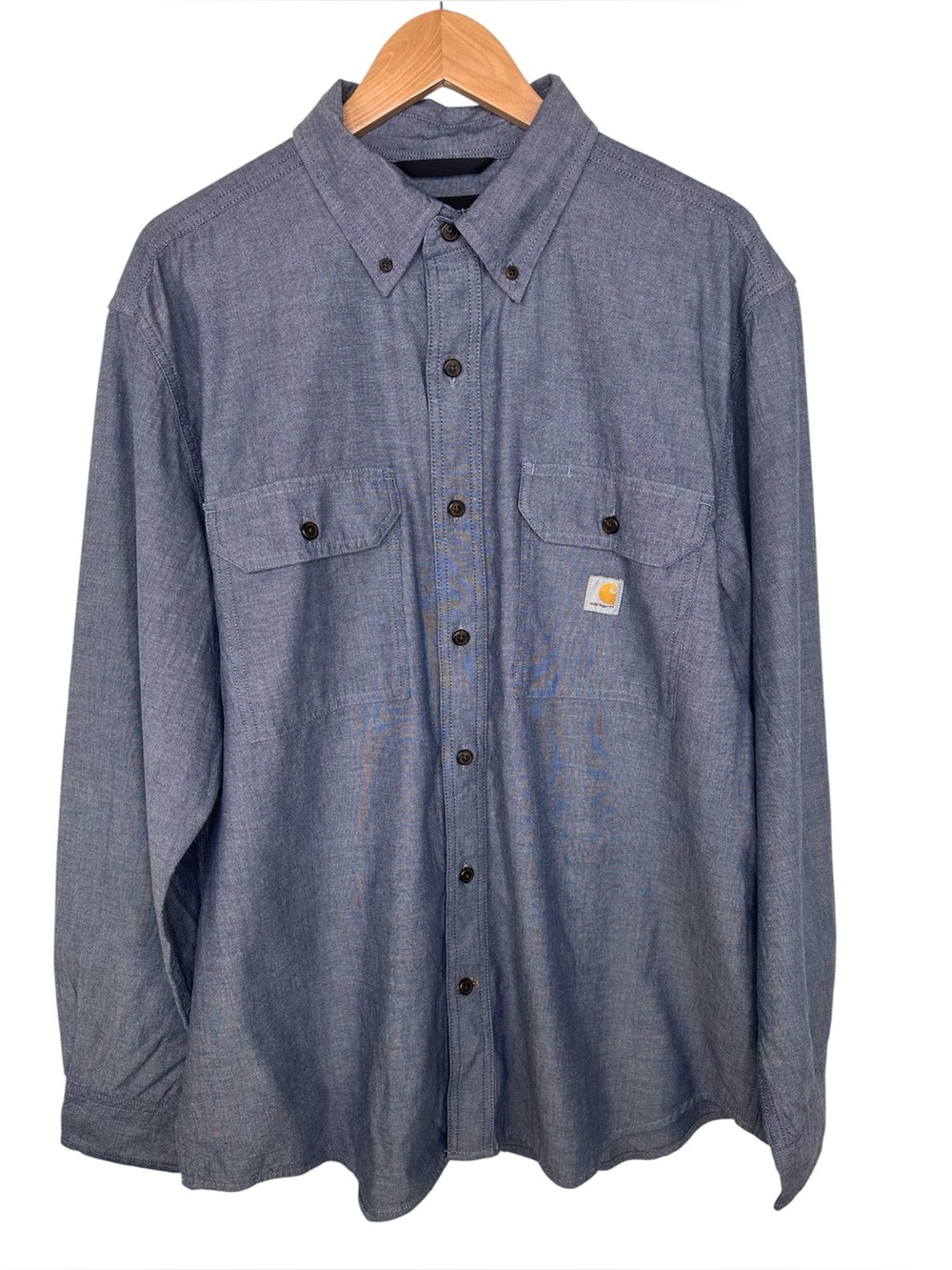 Carhartt Loose Fit Midweight Denim Blue Chambray Long Sleeve Cotton Shirt NEW!